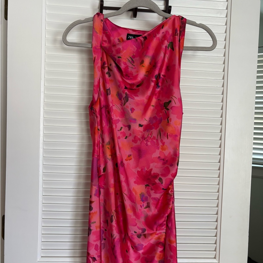 Zara Floral Pink Sleeveless Dress